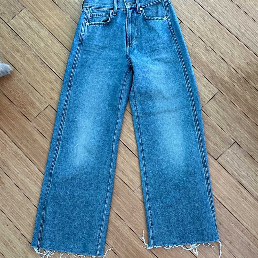 Veronica Beard Taylor wide leg crop Classic Blue Jeans